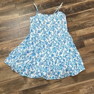 Lilly Pulitzer Blue Floral Tiered Spaghetti-Strap Sundress